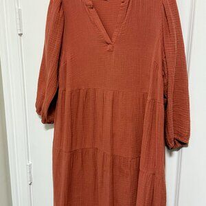 Effortless Marine Layer Muslin Dress – Burnt Orange Beauty